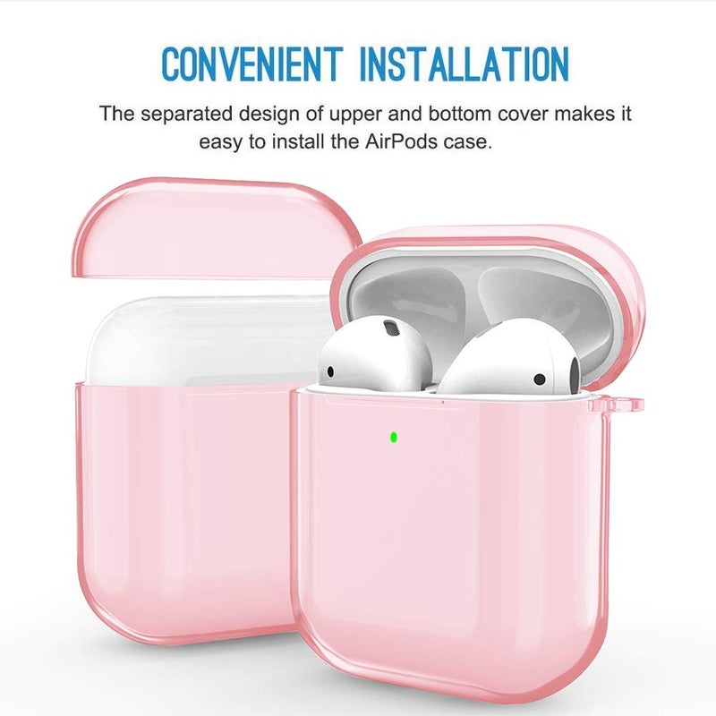 Valkit Compatible AirPod Case Cover, Clear Airpods Case with Keychain Soft TPU Protective Cover Shockproof Case for Girls Women Men Compatible with Apple AirPods Charging Case 2 & 1 - Clear Pink - Image 3